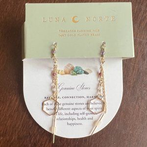 Luna Norte 14K Gold Plated Brass Threader Earrings